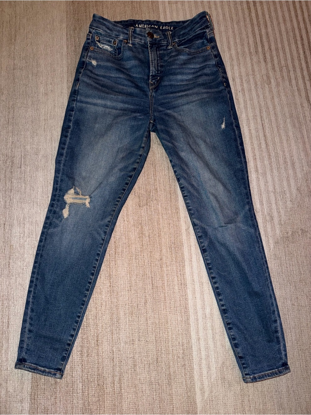 American Eagle Outfitters Dark Blue Ripped Skinny Jeans